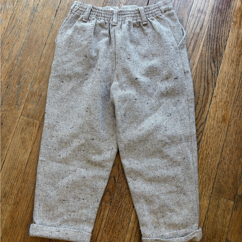 Vintage Tweed Herringbone Taupe Pants size 5